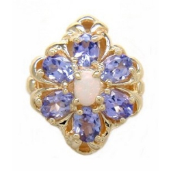 B2120 14K SLIDE OPAL CENTER & TANZANITE SIDES 